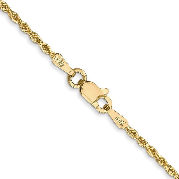 14KT Yellow Gold 28-inch 1.5MM Diamond-cut Rope Lobster Clasp Chain