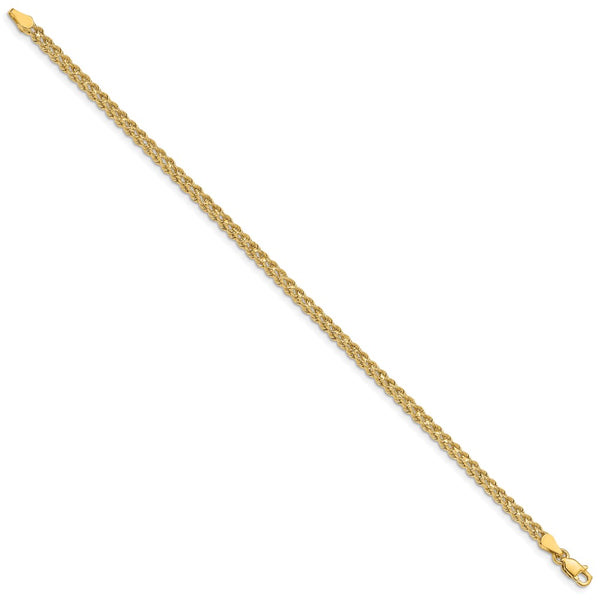 14KT Yellow Gold 7-inch 3MM Diamond-cut Rope Double Strand Bracelet