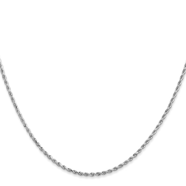 14KT White Gold 24-inch 1.5MM Diamond-cut Lobster Clasp Rope Chain