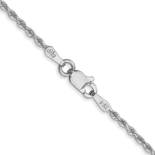 14KT White Gold 24-inch 1.5MM Diamond-cut Lobster Clasp Rope Chain