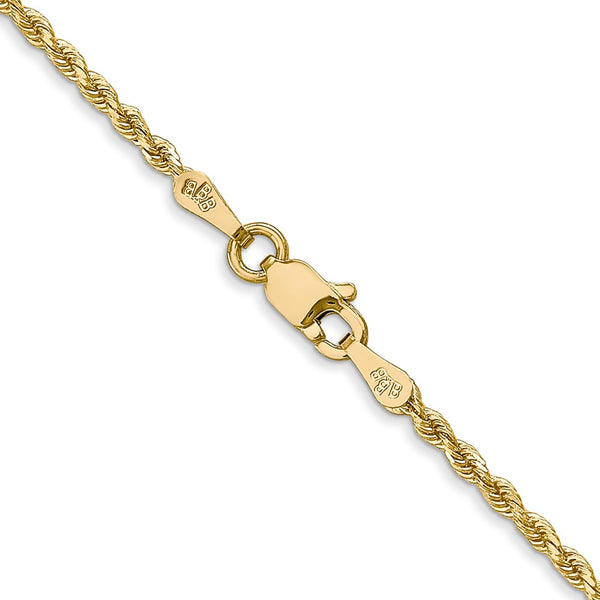 14KT Yellow Gold 20-inch 1.75MM Diamond-cut Lobster Clasp Rope Chain