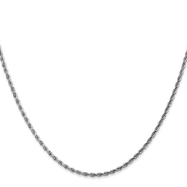 14KT White Gold 24-inch 1.75MM Diamond-cut Lobster Clasp Rope Chain