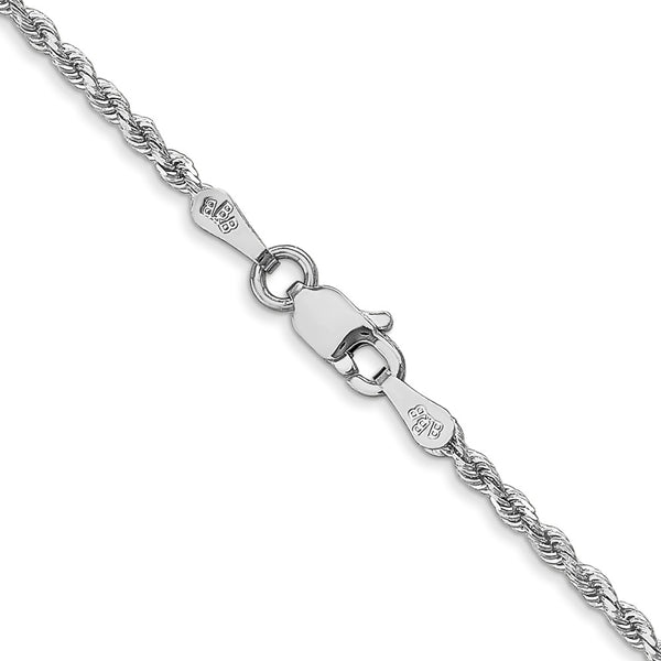 14KT White Gold 18-inch 1.75MM Diamond-cut Lobster Clasp Rope Chain