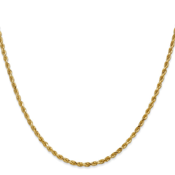 14KT Yellow Gold 16-inch 2.25MM Diamond-cut Lobster Clasp Rope Chain