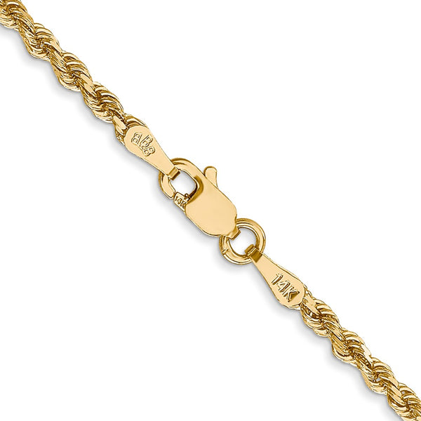 14KT Yellow Gold 16-inch 2.25MM Diamond-cut Lobster Clasp Rope Chain