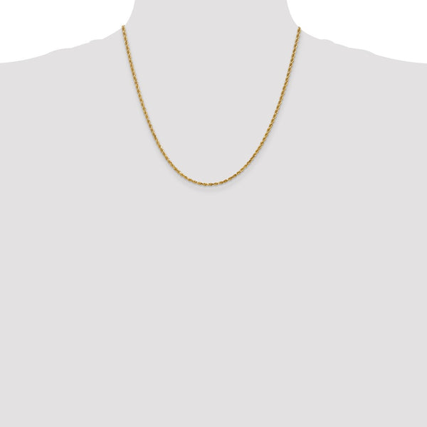 14KT Yellow Gold 20-inch 2.25MM Diamond-cut Lobster Clasp Rope Chain