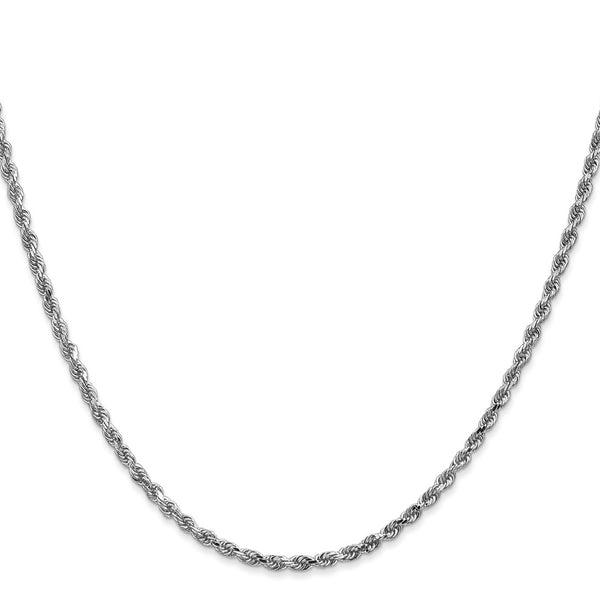 14KT White Gold 24-inch 2.25MM Diamond-cut Lobster Clasp Rope Chain