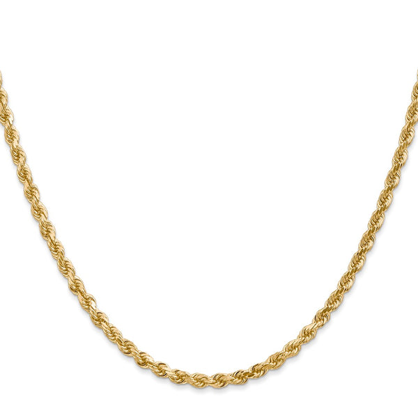 14KT Yellow Gold 18-inch 3MM Diamond-cut Lobster Clasp Rope Chain