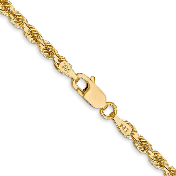 14KT Yellow Gold 18-inch 3MM Diamond-cut Lobster Clasp Rope Chain