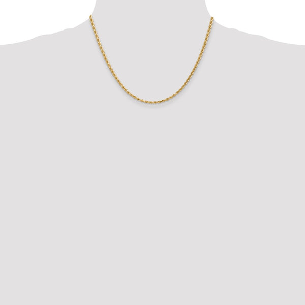 14KT Yellow Gold 18-inch 3MM Diamond-cut Lobster Clasp Rope Chain