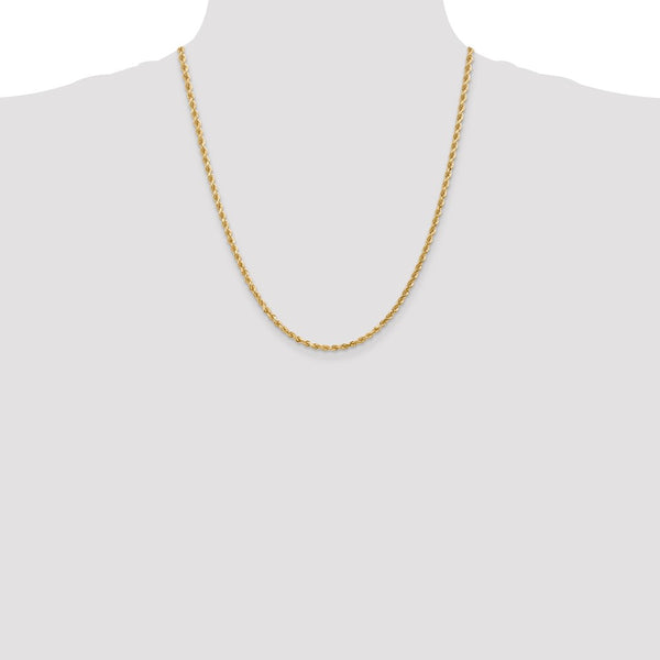 14KT Yellow Gold 22-inch 3MM Diamond-cut Lobster Clasp Rope Chain