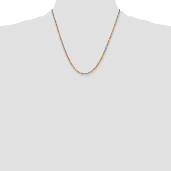 14KT Gold Tri-Color 20-inch 3MM Diamond-cut Rope Chain