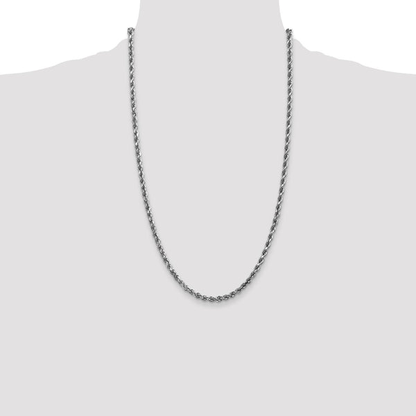 14KT White Gold 26-inch 3.5MM Diamond-cut Rope Chain