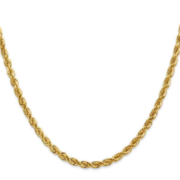 14KT Yellow Gold 16-inch 4MM Diamond-cut Lobster Clasp Rope Chain