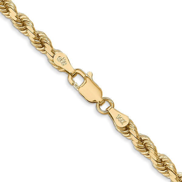 14KT Yellow Gold 16-inch 4MM Diamond-cut Lobster Clasp Rope Chain