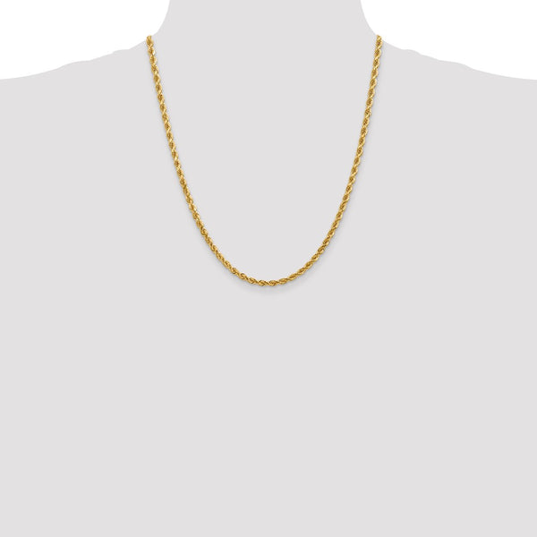 14KT Yellow Gold 22-inch 4MM Diamond-cut Lobster Clasp Rope Chain