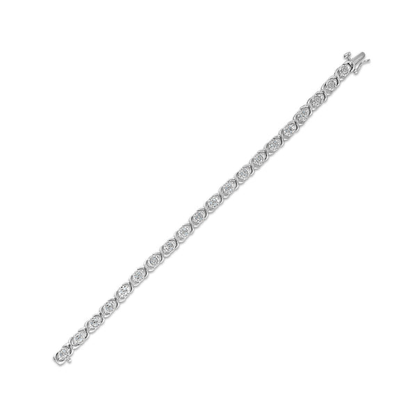 1/4 CTW Diamond Tennis XOXO 7-inch Bracelet in Sterling Silver