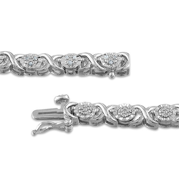 1/4 CTW Diamond Tennis XOXO 7-inch Bracelet in Sterling Silver