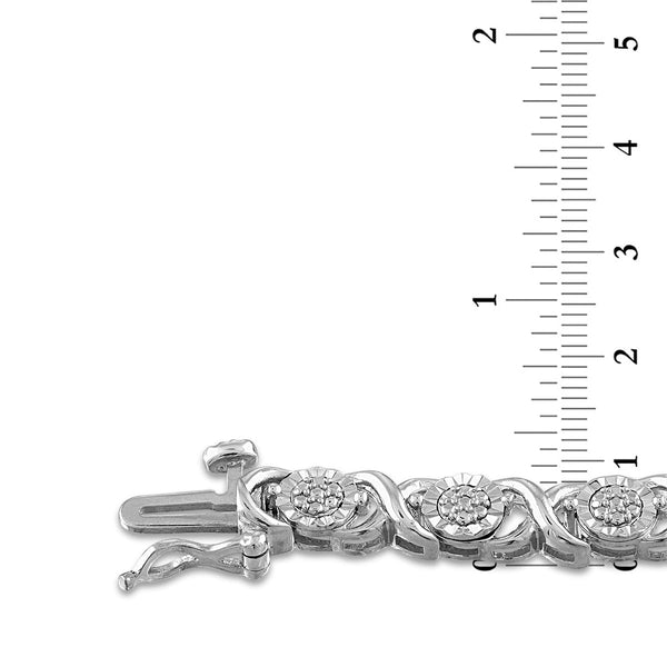 1/4 CTW Diamond Tennis XOXO 7-inch Bracelet in Sterling Silver