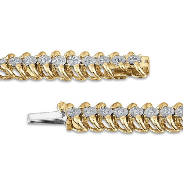 1 CTW Diamond 7.5-inch Tennis Bracelet in 10KT Yellow Gold Plated Sterling Silver