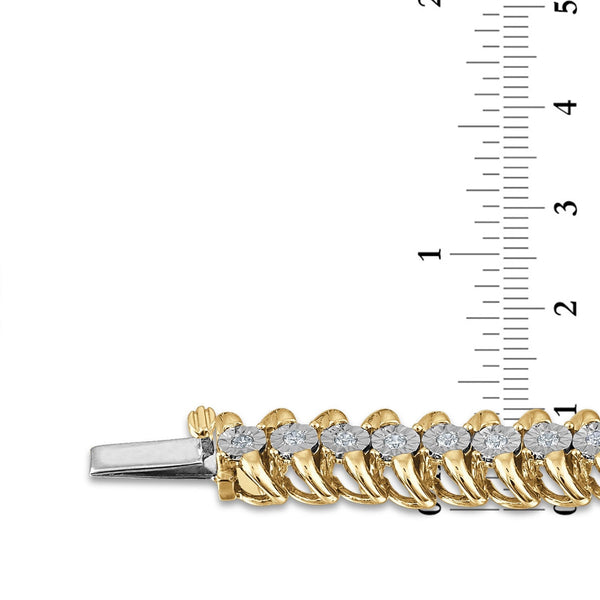 1 CTW Diamond 7.5-inch Tennis Bracelet in 10KT Yellow Gold Plated Sterling Silver