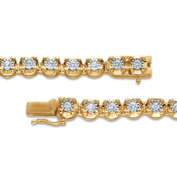 1 CTW Diamond 7.5-inch Tennis Bracelet in 10KT Yellow Gold Plated Sterling Silver