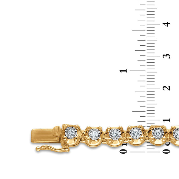 1 CTW Diamond 7.5-inch Tennis Bracelet in 10KT Yellow Gold Plated Sterling Silver