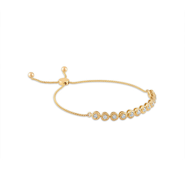 1/2 CTW Diamond Bolo Love Knot Bracelet in 10KT Yellow Gold