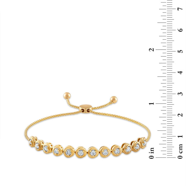 1/2 CTW Diamond Bolo Love Knot Bracelet in 10KT Yellow Gold