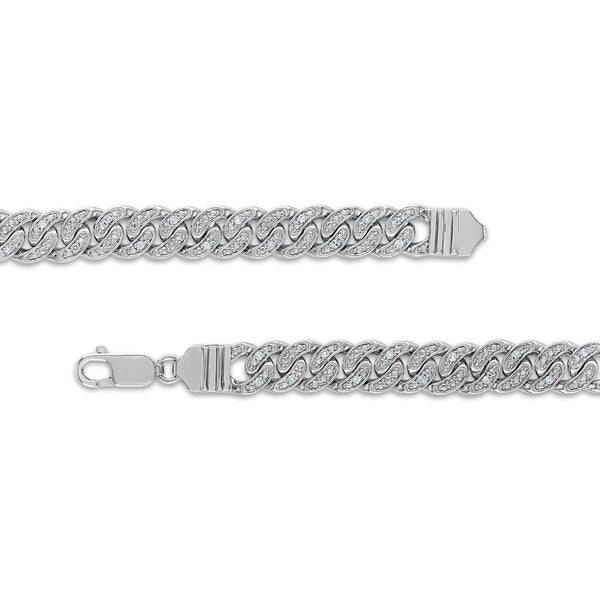 Luxe Layers 1/3 CTW Diamond Cuban Link 8.5-inch Bracelet in Rhodium Plated Sterling Silver