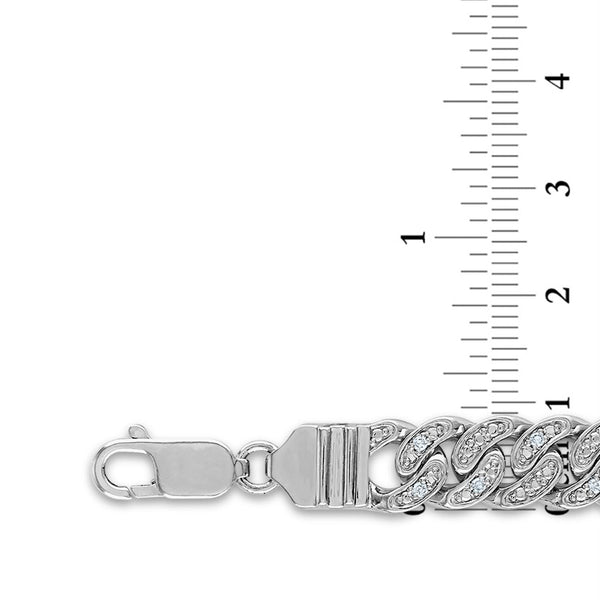 Luxe Layers 1/3 CTW Diamond Cuban Link 8.5-inch Bracelet in Rhodium Plated Sterling Silver