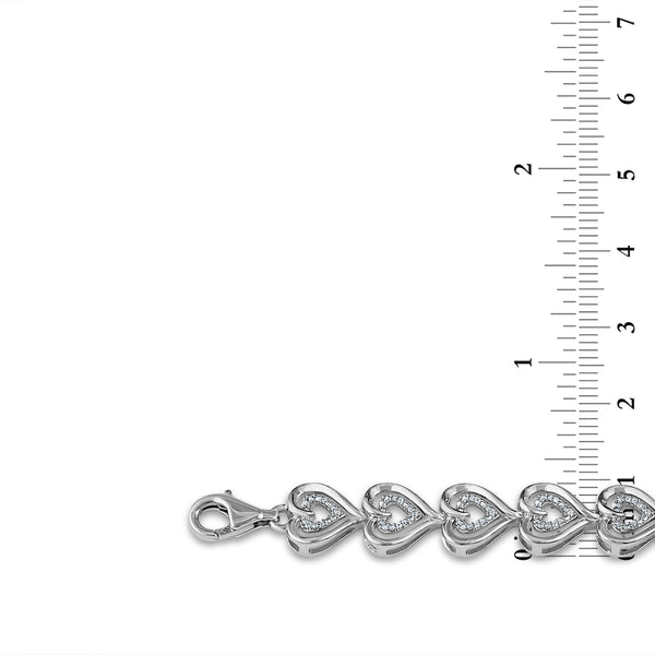 1/10 CTW Diamond Heart 7.5-inch Bracelet in Rhodium Plated Sterling Silver