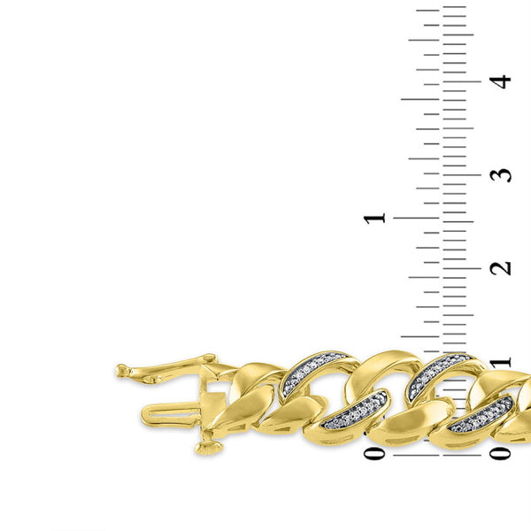 1/4 CTW Diamond 8.5-nch Cuban Link Bracelet in Gold Plated Sterling Silver