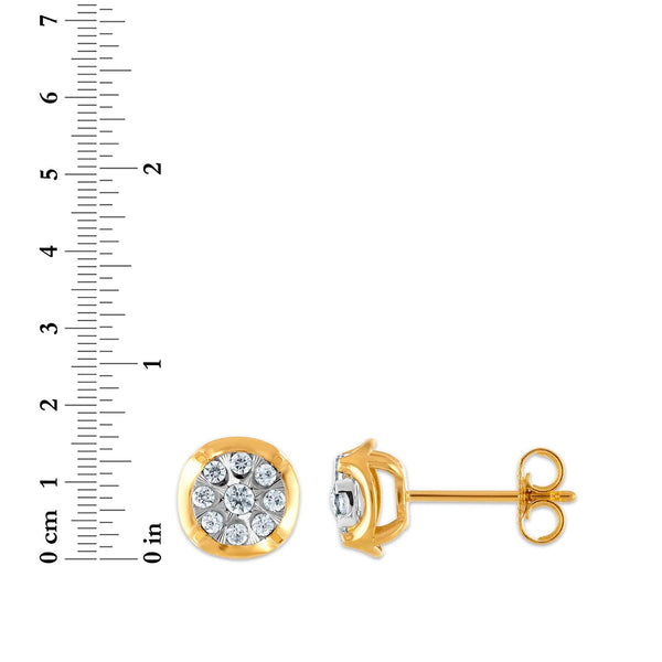 1/4 CTW Diamond Cluster Stud Earrings in 10KT White and Yellow Gold