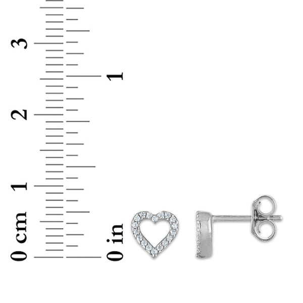 1/20 CTW Diamond Stud Heart Outline Earrings in 10KT White Gold