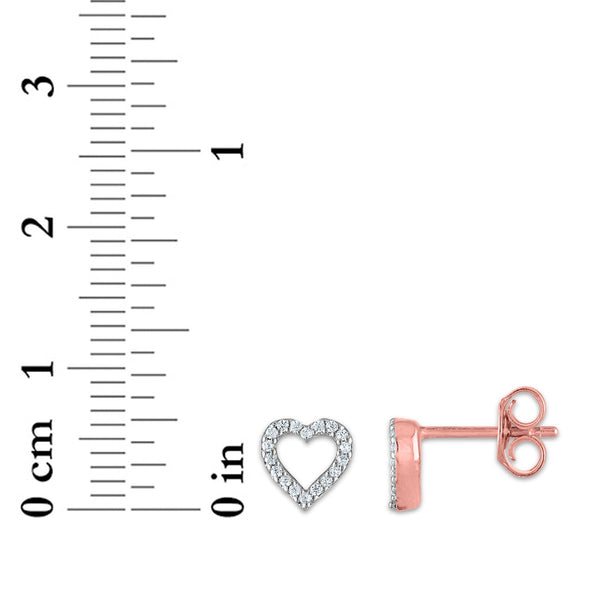 1/20 CTW Diamond Stud Heart Outline Earrings in 10KT Rose Gold