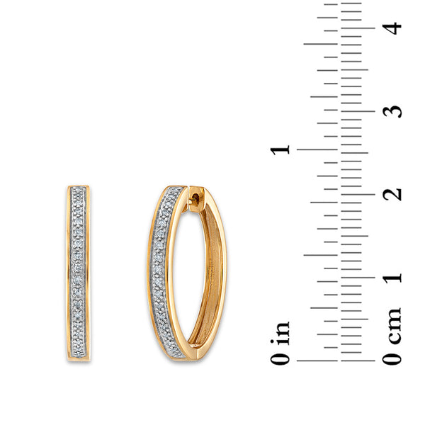 1/10 CTW Diamond Hoop Earrings in 10KT Yellow Gold Plated Sterling Silver