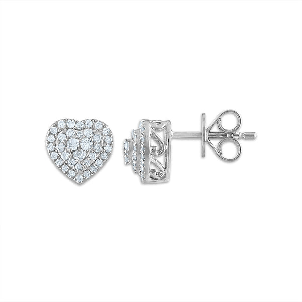 1/3 CTW Diamond Heart Earrings in 10KT White Gold