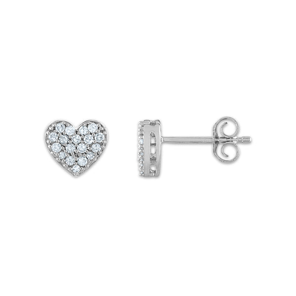 1/4 CTW Diamond Heart Stud Earrings in 10KT White Gold