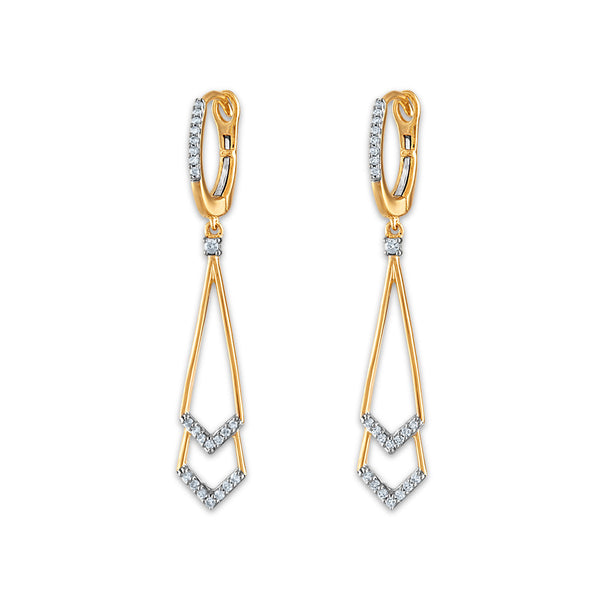 1/5 CTW Diamond Drop & Dangle Fashion Earrings in 10KT Yellow Gold