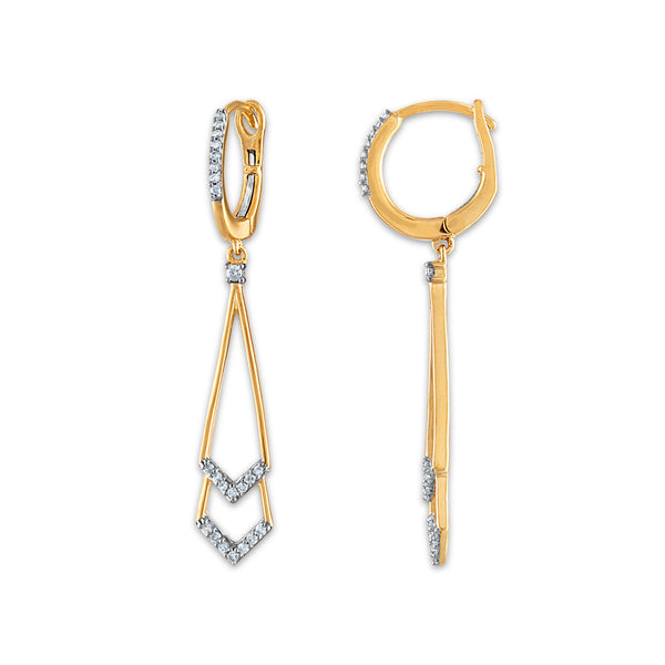 1/5 CTW Diamond Drop & Dangle Fashion Earrings in 10KT Yellow Gold