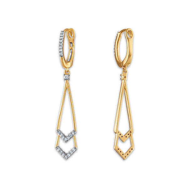 1/5 CTW Diamond Drop & Dangle Fashion Earrings in 10KT Yellow Gold