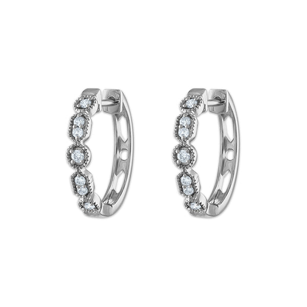 1/6 CTW Diamond Hoop Earrings in 10KT White Gold