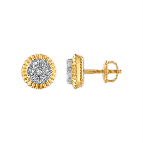 1/5 CTW Diamond Rolex-look Stud Earrings in 10KT Yellow Gold