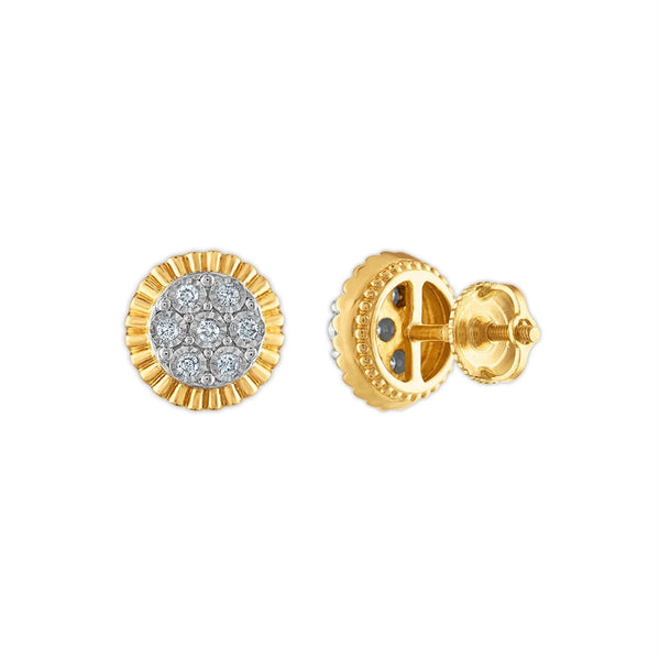 1/5 CTW Diamond Rolex-look Stud Earrings in 10KT Yellow Gold