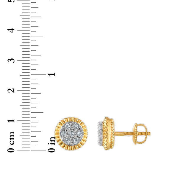 1/5 CTW Diamond Rolex-look Stud Earrings in 10KT Yellow Gold