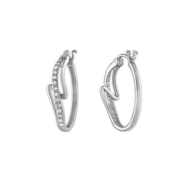 1/4 CTW Diamond Fashion Hoop Earrings in Rhodium Plated Sterling Silver