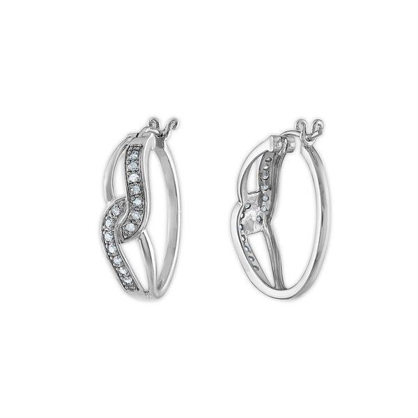 1/4 CTW Diamond Fashion Hoop Earrings in Rhodium Plated Sterling Silver