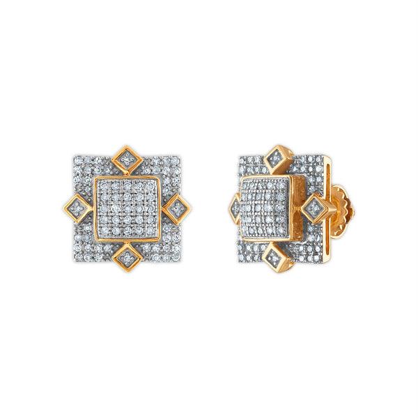 3/8 CTW Diamond Cluster Fashion Stud Earrings in 10KT Yellow Gold