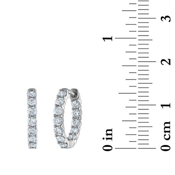 1 CTW Diamond Hoop In & Out Earrings in 10KT White Gold